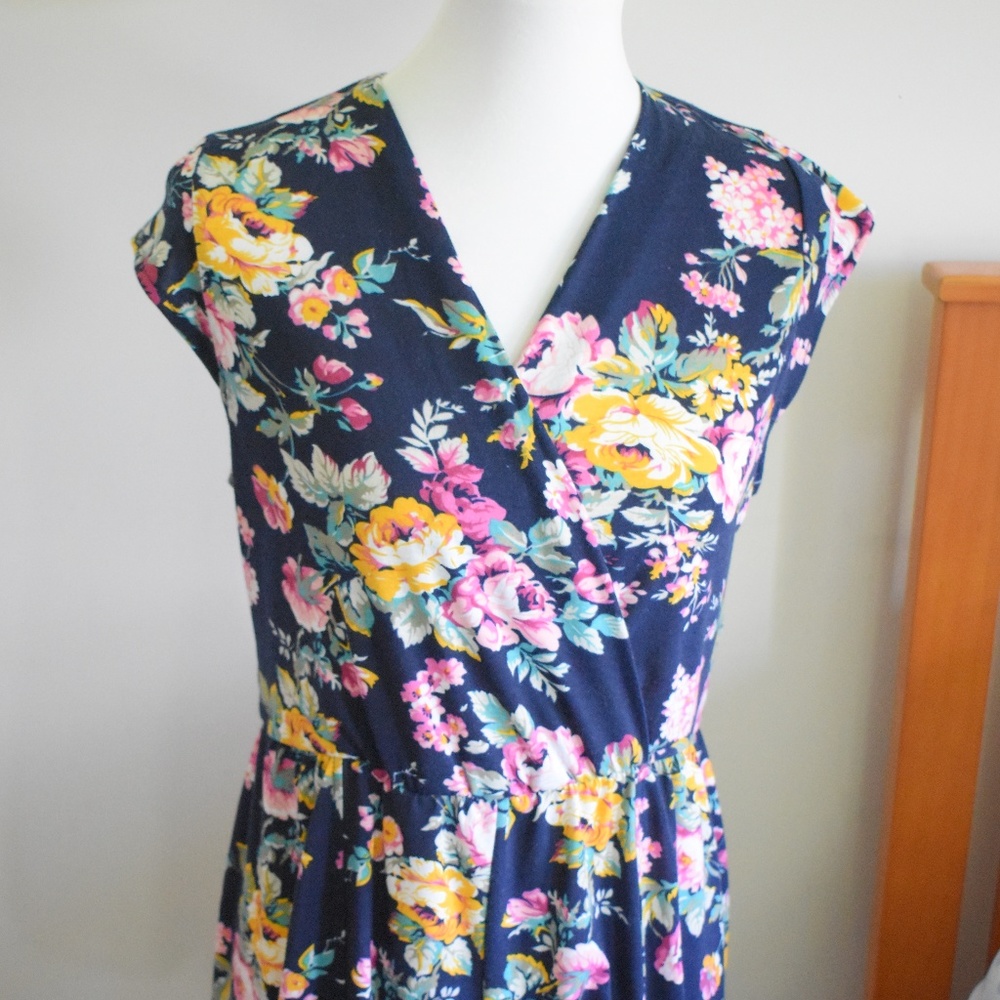 Navy Floral Tie-Back Surplice Romper